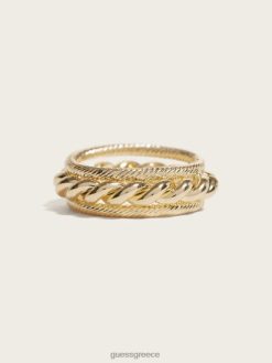 GUESS γυναίκες πολυτονικό πλεκτό στριφτό δαχτυλίδι ασήμι χρυσός αξεσουάρ J46DJ3911