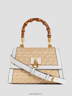 GUESS γυναίκες Πτυσσόμενη τσάντα από μπαμπού με λογότυπο στέφι λευκό πολυ σακούλες J46DJ2765