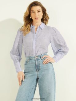 GUESS γυναίκες ραβ τσαλακωμένο πάνω αεραγωγός μπλε πολυ ενδύματα J46DJ1591