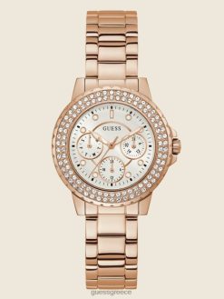 GUESS γυναίκες ρολόι πολλαπλών λειτουργιών στρας ροζ χρυσός αξεσουάρ J46DJ3566