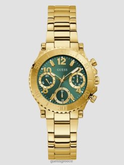 GUESS γυναίκες ρολόι πολλαπλών λειτουργιών χρυσό & πράσινο αξεσουάρ J46DJ3581