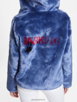 GUESS γυναίκες σακάκι daniela από ψεύτικη γούνα μπλε του πάθους ενδύματα J46DJ1866