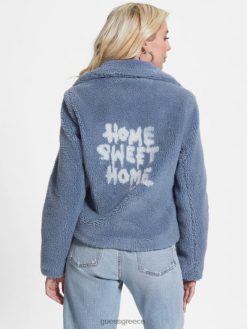 GUESS γυναίκες σακάκι moto daria faux-sherpa ατσάλι μπλε ενδύματα J46DJ1943