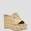 GUESS γυναίκες σανδάλια yenise wedge χρυσός είδη υπόδησης J46DJ3465
