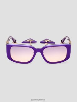 GUESS γυναίκες τετράγωνα πλαστικά γυαλιά ηλίου με μπρελόκ μωβ αξεσουάρ J46DJ3662