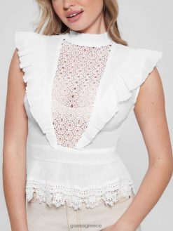 GUESS γυναίκες Τζέιμι mock λαιμόκοψη καθαρό λευκό ενδύματα J46DJ983