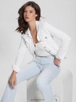 GUESS γυναίκες τζιν σέξι trucker τζάκετ οπτικό λευκό ενδύματα J46DJ15