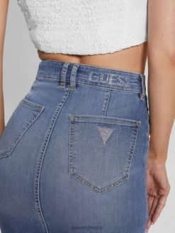 GUESS γυναίκες τζιν φούστα iolonda φτερό ουρανό ενδύματα J46DJ52