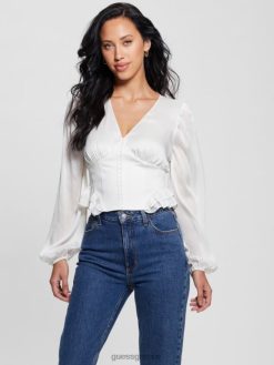 GUESS γυναίκες τοπ κορσέ οικολογικό χαμίρι περιστερά λευκό ενδύματα J46DJ1160