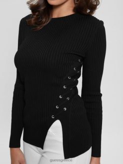 GUESS γυναίκες τοπ πουλόβερ με στρογγυλή λαιμόκοψη μαύρος ενδύματα J46DJ1519