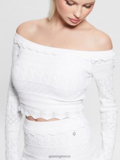 GUESS γυναίκες τοπ πουλόβερ eco pointelle deeta καθαρό λευκό ενδύματα J46DJ1421