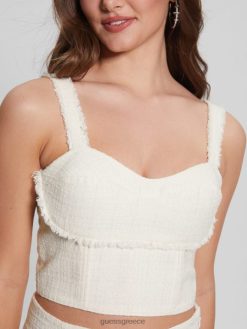 GUESS γυναίκες τοπ τουίντ emily λευκή κρέμα ενδύματα J46DJ1539