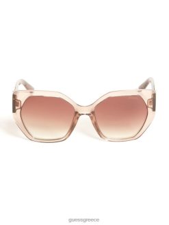 GUESS γυναίκες τριγωνικά γεωμετρικά γυαλιά ηλίου γυμνός αξεσουάρ J46DJ3730