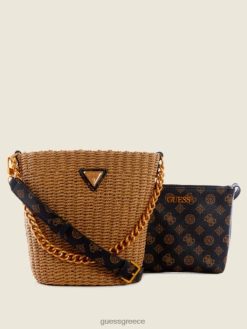 GUESS γυναίκες τσάντα κουβά λιλίκα καφέ πολυ σακούλες J46DJ3110