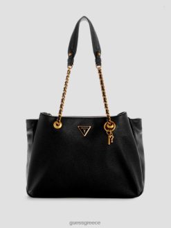 GUESS γυναίκες τσάντα ώμου becci φίλη μαύρο φλοράλ στάμπα σακούλες J46DJ3020