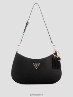 GUESS γυναίκες τσάντα ώμου noelle μαύρο φλοράλ στάμπα σακούλες J46DJ3016