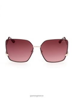 GUESS γυναίκες υπερμεγέθη τετράγωνα ζιγκ-ζαγκ γυαλιά ηλίου χρυσός αξεσουάρ J46DJ3766