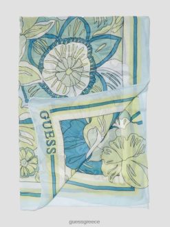 GUESS γυναίκες φλοράλ κασκόλ λιλά πράσινο πολυ αξεσουάρ J46DJ1418