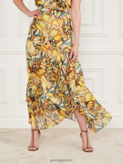 GUESS γυναίκες φούστα χρυσό τύπωμα φτερού ενδύματα J46DJ2099