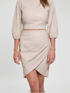 GUESS γυναίκες φούστα marianne από συνθετικό δέρμα χλωμό βότσαλο ενδύματα J46DJ2372