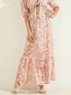 GUESS γυναίκες φούστα smeralda ηλιοβασίλεμα άνθιση εκτύπωσης κοράλλι ενδύματα J46DJ2403