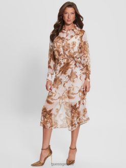 GUESS γυναίκες Φόρεμα με eco lama printed πορσελάνη floral print br ενδύματα J46DJ832