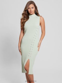 GUESS γυναίκες φόρεμα πουλόβερ louise μουντό πράσινο ενδύματα J46DJ683
