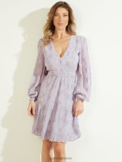 GUESS γυναίκες φόρεμα τατιάνα νέο ελαφρύ λιλά πολυ ενδύματα J46DJ919