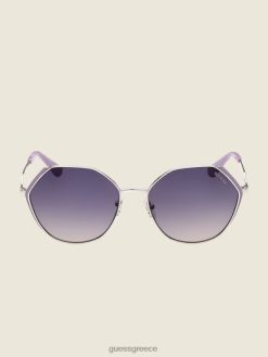 GUESS γυναίκες χρωματιστά ναός γεωμετρικά γυαλιά ηλίου wht/ασημί αξεσουάρ J46DJ3732
