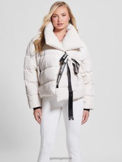 GUESS γυναίκες claudia γραβάτα puffer jacket περγαμηνός τόνος ενδύματα J46DJ1978
