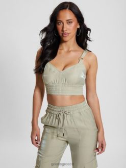 GUESS γυναίκες crop top eco emma satin σκονισμένη φτέρη πολυ ενδύματα J46DJ928