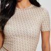GUESS γυναίκες crop top eco logomania μικρό gj καφέ ενδύματα J46DJ1135