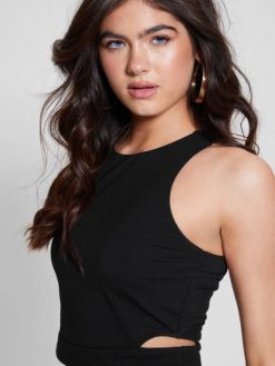 GUESS γυναίκες crop top eco shayna cutout μαύρος ενδύματα J46DJ933