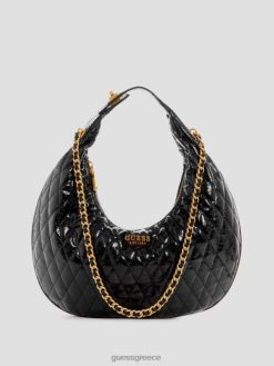 GUESS γυναίκες Dema καπιτονέ hobo bag μαύρο φλοράλ στάμπα σακούλες J46DJ3032