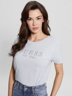 GUESS γυναίκες eco 1981 κρυστάλλινο μπλουζάκι με λογότυπο ήλιο ενδύματα J46DJ1474