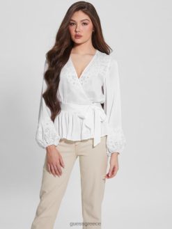 GUESS γυναίκες eco adora wrap top καθαρό λευκό ενδύματα J46DJ1679