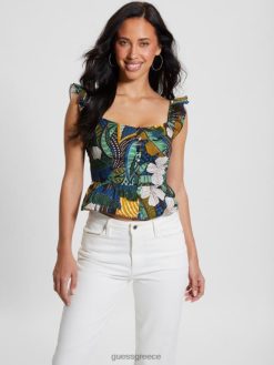 GUESS γυναίκες eco carine peplum top τροπικός ταξιδιώτης ενδύματα J46DJ973