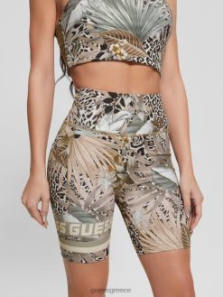 GUESS γυναίκες eco carlene biker σορτς φύλλωμα σε όλο το ροζ ενδύματα J46DJ2395