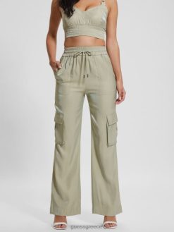 GUESS γυναίκες eco chantal σατέν cargo παντελόνι σκονισμένη φτέρη πολυ ενδύματα J46DJ2033