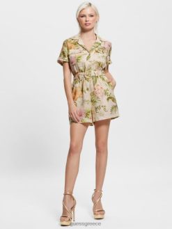 GUESS γυναίκες eco cindy romper από λινό κειμήλιο ιβίσκου ενδύματα J46DJ561