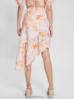 GUESS γυναίκες eco devi ασύμμετρη φούστα άνθιση μανταρινιού ενδύματα J46DJ2007