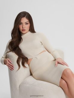 GUESS γυναίκες eco jamia midi στριφτό rib φόρεμα περιστερά λευκό ενδύματα J46DJ636