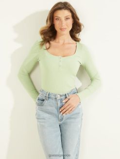 GUESS γυναίκες eco karlee μακρυμάνικο henley χαμένος στο θυμάρι ενδύματα J46DJ1685