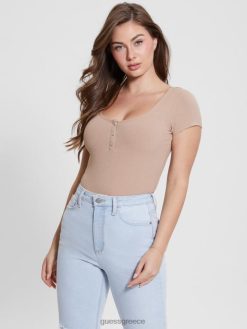 GUESS γυναίκες eco karlee henley μπλουζάκι ελαφρύ ρούμι ενδύματα J46DJ1449