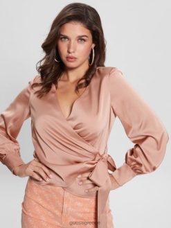 GUESS γυναίκες eco lovisa wrap μπλούζα σατέν τριαντάφυλλο ενδύματα J46DJ1552