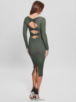 GUESS γυναίκες eco luna φόρεμα με κοψίματα με περιστροφή βρύα χαλάκι πολυ ενδύματα J46DJ750