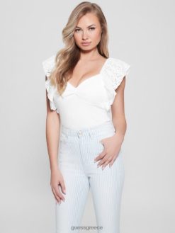 GUESS γυναίκες eco raina μανίκι πεταλούδα λευκή κρέμα ενδύματα J46DJ1143