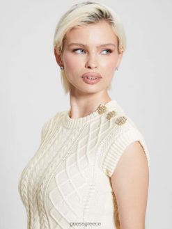 GUESS γυναίκες eco sabine πλεκτό crop top λευκή κρέμα ενδύματα J46DJ1018