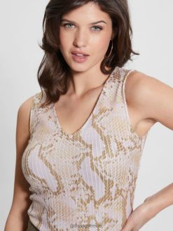 GUESS γυναίκες eco sabrina αμάνικο τοπ περιπλανώμενο φίδι ενδύματα J46DJ941