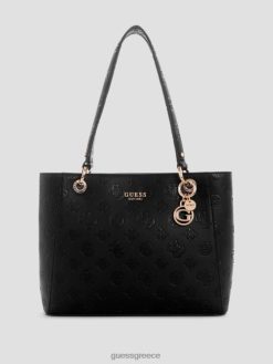 GUESS γυναίκες galleria small noel tote μαύρο φλοράλ στάμπα σακούλες J46DJ3221